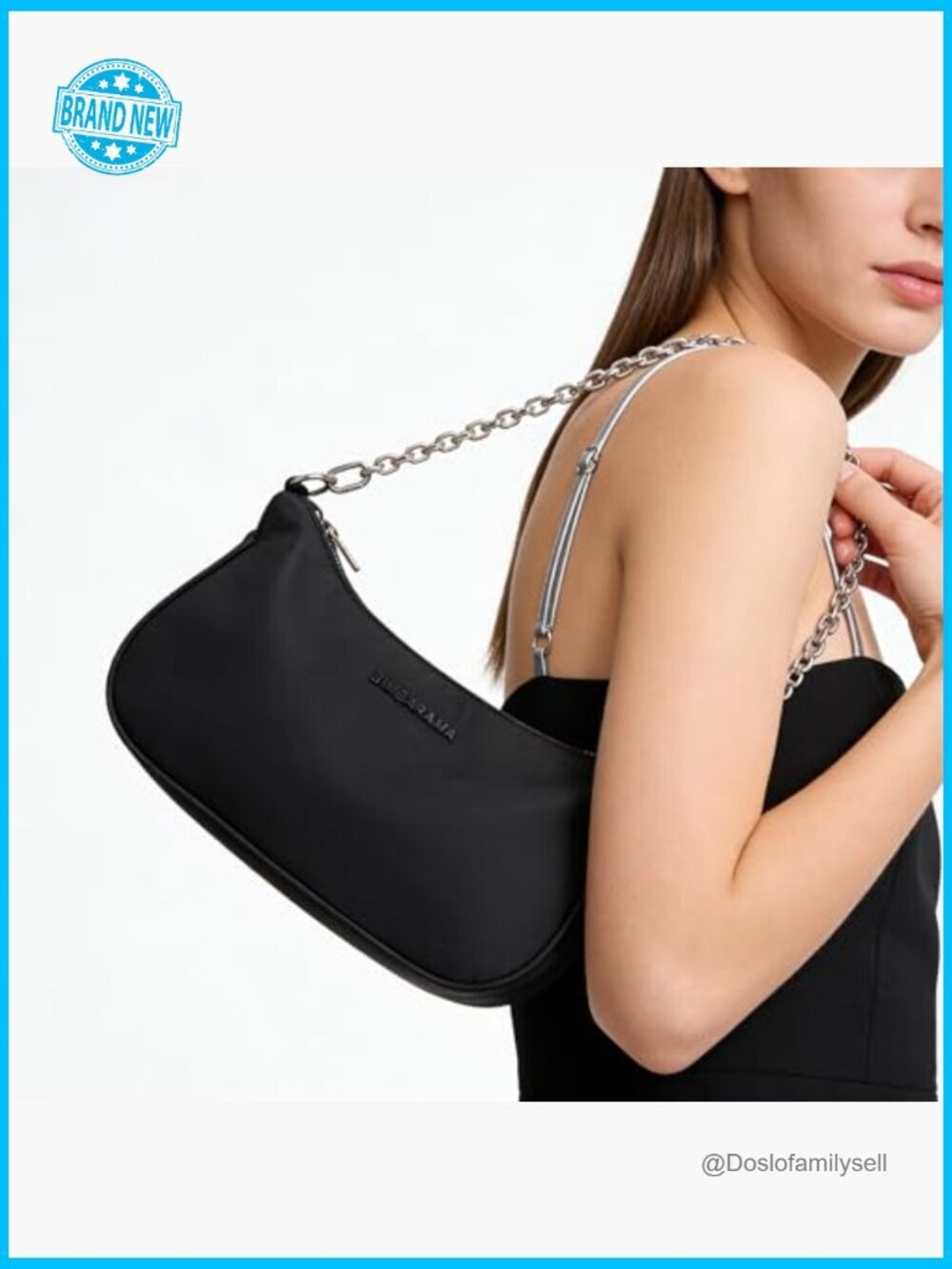 Nylon Crescent Crossbody Bag Minimalist Chic Hobo Shoulder Bag Adjustable Straps - Picture 2 of 7